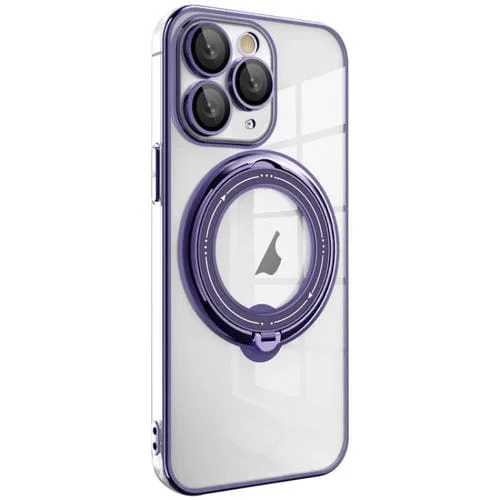 Estuche para teléfono iPhone 11 Pro Max Galvanoplastia Magsafe Soporte Rotación 360 Grados (Púrpura Oscuro)