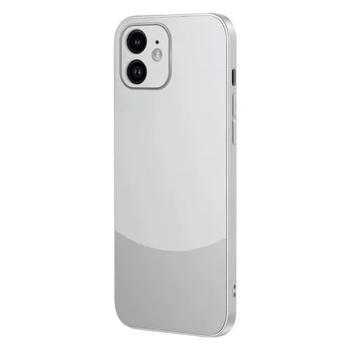 Estuche para teléfono iPhone 12 a prueba de golpes esmerilado dos colores (Plateado)