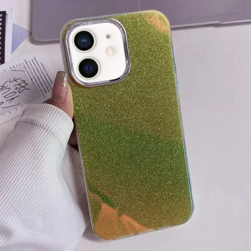 Estuche para Teléfono iPhone 12 con Marco Galvanizado Imd Glitter Powder (Amarillo)
