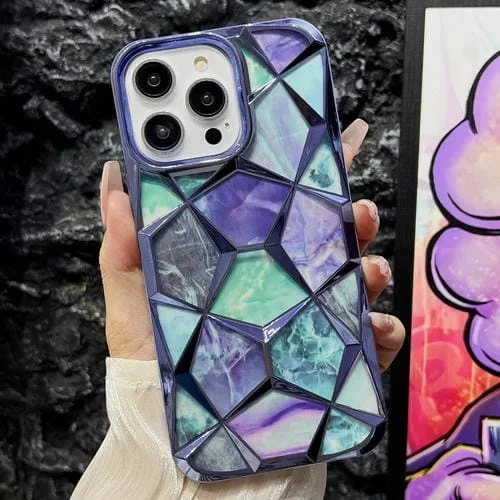 Estuche para Teléfono iPhone 12 Pro Max TPU con Galvanoplastia de Mármol Water Cube (Azul)