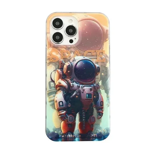 Estuche para Teléfono iPhone 13 Astronauta Imd Doble Cara (Naranja Degradado)