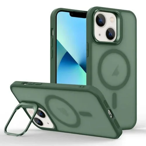Estuche para Teléfono iPhone 13 Magsafe Skin Feel con Soporte para Lentes (Verde Oscuro)