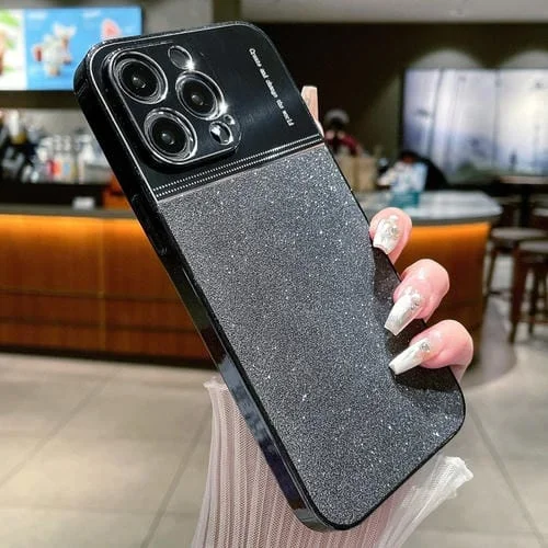 Estuche para Teléfono iPhone 13 Pro a Prueba de Golpes con Polvo de Brillo Metálico (Negro)