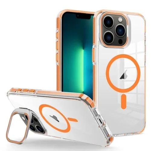 Estuche para teléfono iPhone 13 Pro Max J2 con soporte de marco magnético Magsafe (Naranja)
