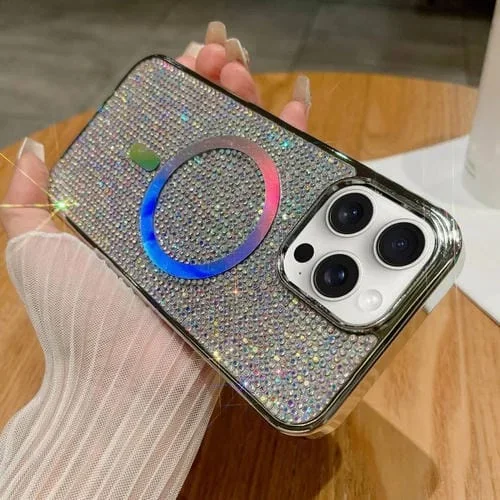 Estuche para Teléfono iPhone 13 Pro Max Magsafe Chapado en Diamantes (Colorido)