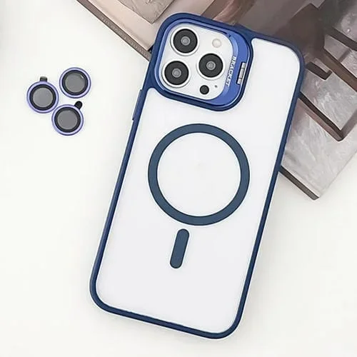 Estuche para Teléfono iPhone 13 Pro Max Magsafe TPU Híbrido Acrílico Soporte Película Lentes (Azul Profundo)