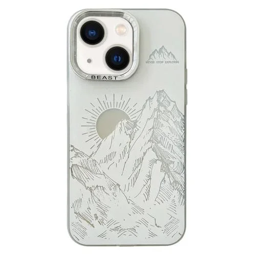 Estuche para Teléfono iPhone 14 2 en 1 con Marco de Galvanoplastia Aurora (Blanco Amanecer)