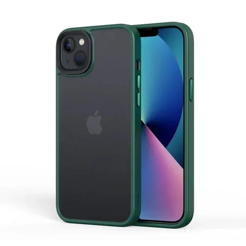 Estuche para Teléfono iPhone 14 Frosted Back a Prueba de Golpes (Verde Oscuro)