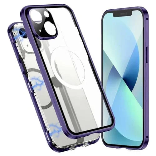 Estuche para teléfono iPhone 14 Magsafe 360 cuerpo completo magnético (Púrpura Oscuro)