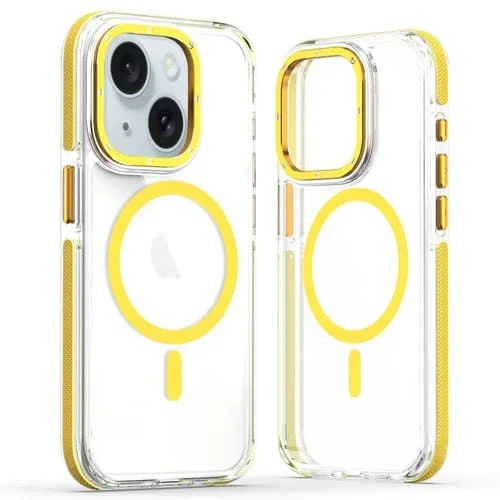 Estuche para Teléfono iPhone 14 Magsafe Híbrido Acrílico Transparente Doble Color (Amarillo)