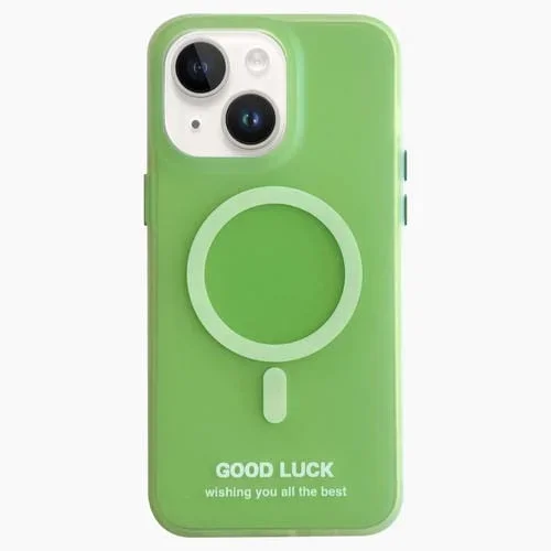 Estuche para teléfono iPhone 14 Magsafe Imd Macaron Doble Capa (Verde)