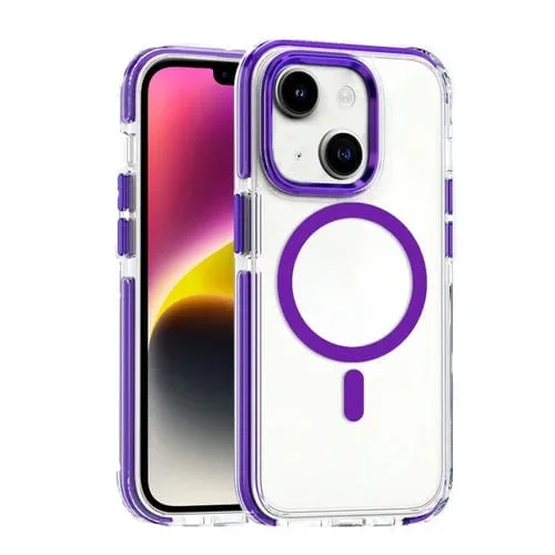 Estuche para Teléfono iPhone 14 Plus Magsafe TPU Híbrido Transparente a Prueba de Golpes (Púrpura)
