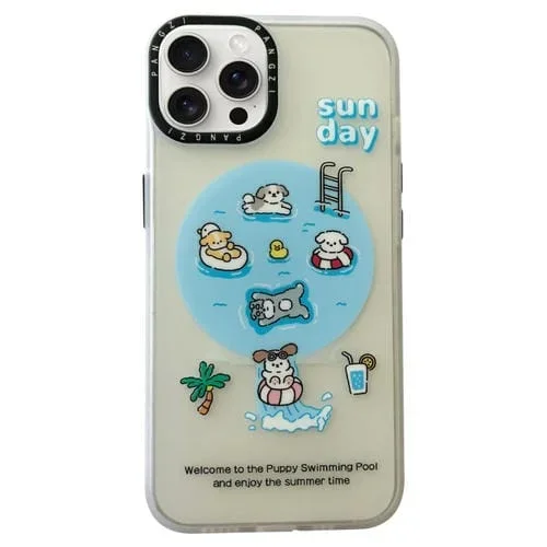 Estuche para Teléfono iPhone 14 Pro Max Imd Magsafe Esmerilado Doble Capa (Animales de Piscina)
