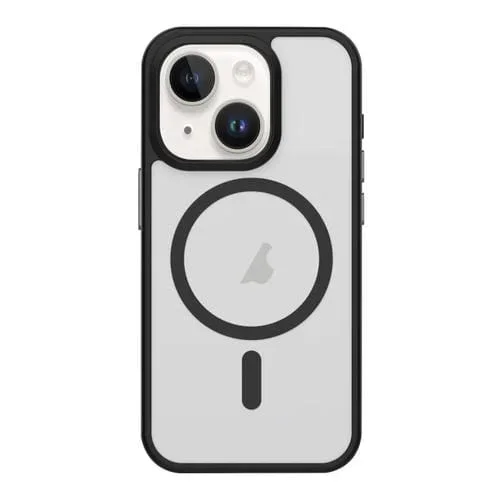 Estuche para Teléfono iPhone 15 Plus Botón de Metal Sensación de Piel Magsafe Mate a Prueba de Golpes (Negro)