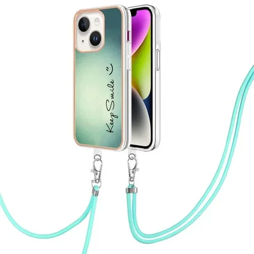 Estuche para Teléfono iPhone 15 Plus Imd Doble Cara con Galvanoplastia y Cordón (Sonrisa)