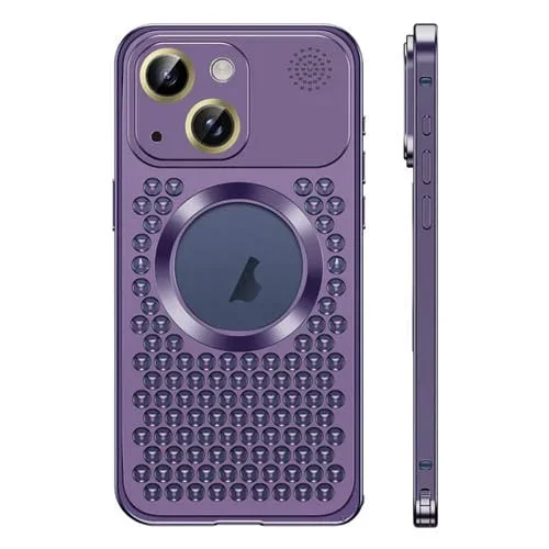 Estuche para Teléfono iPhone 15 Plus Metal Magnético Magsafe Aromaterapia Hebilla de Resorte (Púrpura)