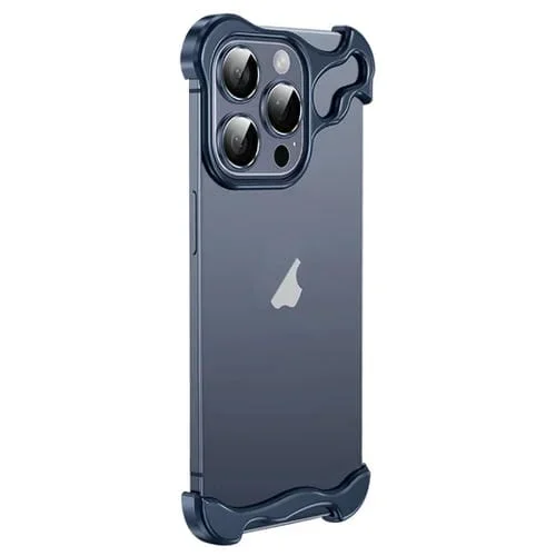 Estuche para Teléfono iPhone 15 Pro Almohadilla de Esquina de Metal sin Marco Película para Lentes (Azul)