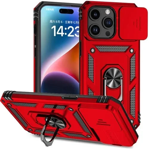 Estuche para Teléfono iPhone 15 Pro con Soporte Deslizante Camshield (Rojo)