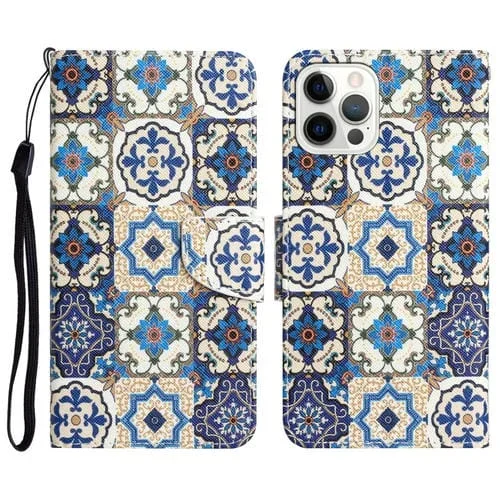 Estuche para teléfono iPhone 15 Pro Cuero con dibujo coloreado Totem Vintage