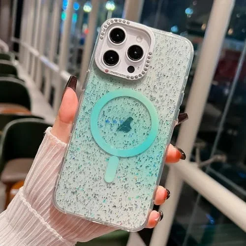 Estuche para Teléfono iPhone 15 Pro Marco de Lente Metal Cierre Magnético Magsafe (Verde Azulado Oscuro)