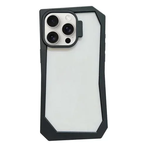 Estuche para Teléfono iPhone 15 Pro Max a Prueba de Golpes con Marco Irregular Creativo (Negro)