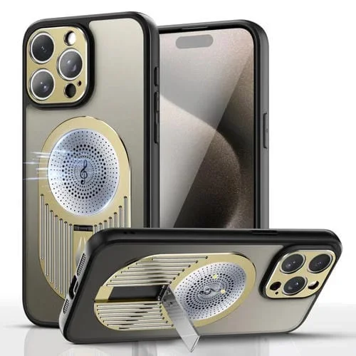 Estuche para Teléfono iPhone 15 Pro Max con Soporte de Aromaterapia y Disipación de Calor (Dorado)