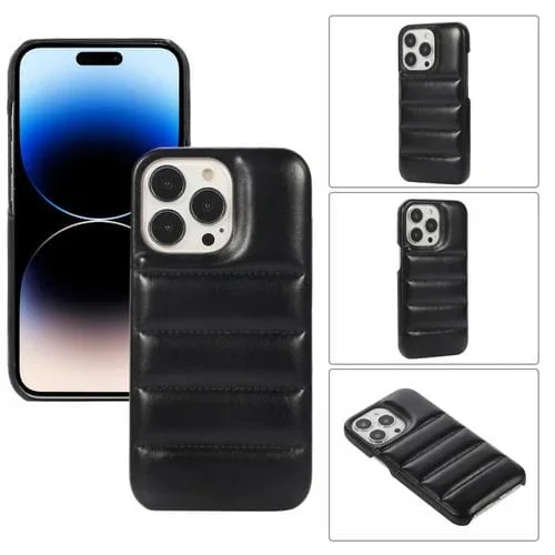 Estuche para Teléfono iPhone 15 Pro Max Down Jacket Airbag a Prueba de Golpes (Negro)