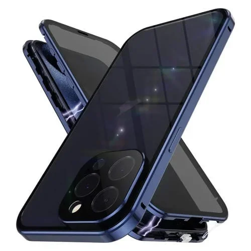 Estuche para Teléfono iPhone 15 Pro Max Vidrio Templado Magnético Doble Cara Anti-Peeping (Azul)