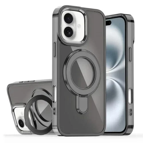 Estuche para Teléfono iPhone 16 Plus con Soporte Magsafe Revestimiento Degradado (Negro Transparente)