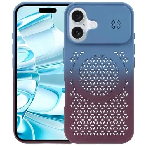 Estuche para Teléfono iPhone 16 Plus Magsafe con Aromaterapia en Panal (Azul y Rojo)