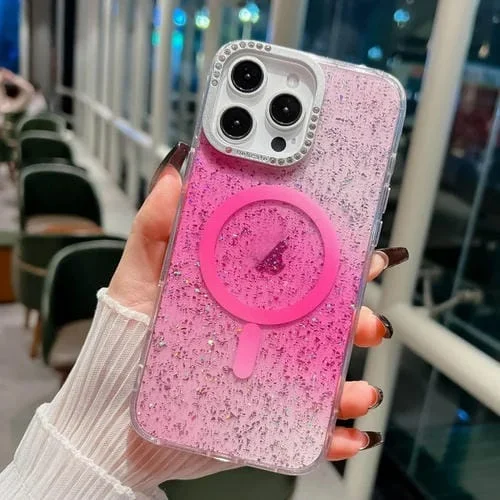 Estuche para Teléfono iPhone 16 Pro Marco de Lente de Metal Cierre Magnético Magsafe (Rosa)