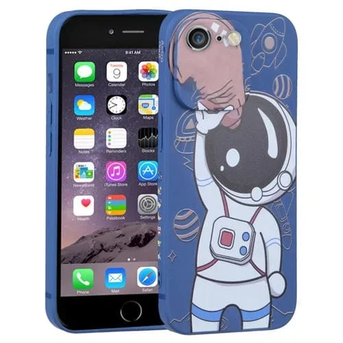Estuche para Teléfono iPhone 6S Plus 6 Plus Spaceman con Binoculares (Azul y Marrón)