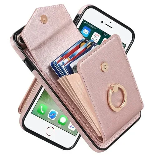 Estuche para Teléfono iPhone 8 Plus 7 Plus con Ranura para Tarjeta Rfid Antirrobo (Oro Rosa)