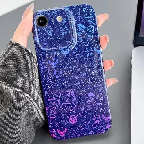 Estuche para teléfono iPhone SE 2022 / 2020 / 8 / 7 PC con patrón pintado y orificio preciso (Graffiti Rojo y Azul)