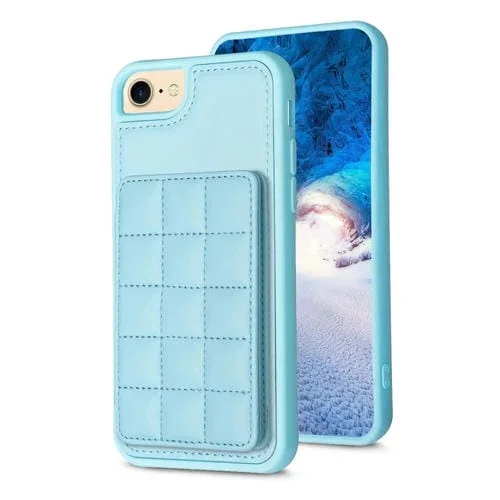 Estuche para Teléfono iPhone SE 2022 SE 2020 8 7 con Ranura para Tarjeta Rejilla (Azul)