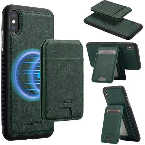 Estuche para Teléfono Lc.Imeeke Serie L3 con Funda Tarjeta Rfid Desmontable Magsafe para iPhone Xs/X (Verde)