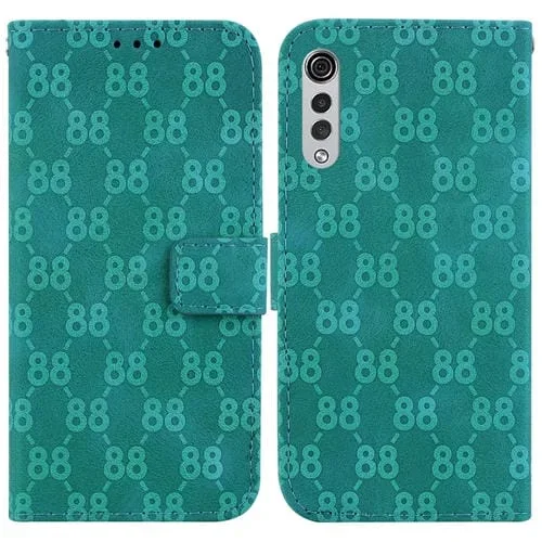 Estuche para Teléfono LG Velvet 4G 5G G9 Cuero En Relieve Doble Forma de 8 (Verde)