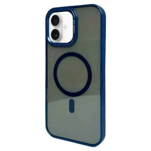 Estuche para Teléfono Magsafe iPhone 16 Marco Lente Metal (Azul Marino)