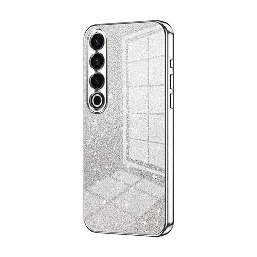 Estuche para Teléfono Meizu 20 Pro Galvanizado con Polvo de Brillo Degradado (Plata)