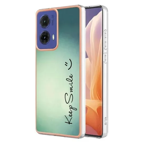 Estuche para Teléfono Motorola Moto G85 con Revestimiento Electrolítico de Mármol Doble Cara Imd (Sonrisa)