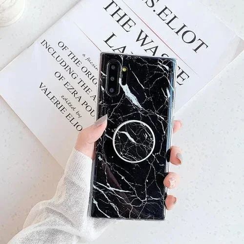 Estuche para Teléfono Móvil TPU Imd Mármol Liso con Soporte Plegable Galaxy Note 10+ (Negro)