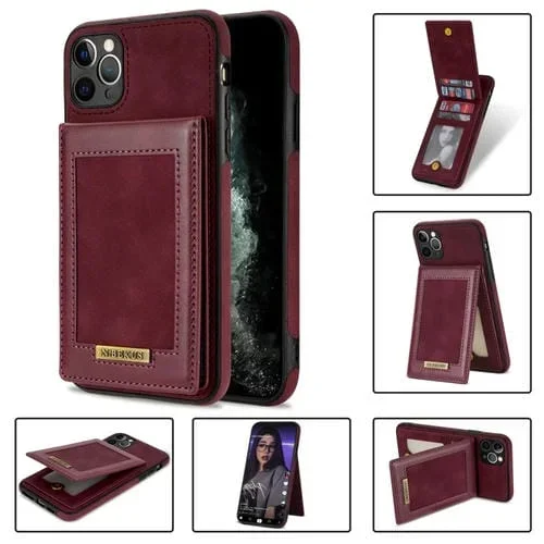 Estuche para Teléfono N.Bekus iPhone 11 Pro Max Rfid con Ranura para Tarjeta y Tapa Vertical (Rojo Vino)