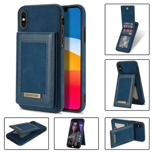Estuche para Teléfono N.Bekus iPhone X Xs Ranura para Tarjeta con Tapa Vertical Rfid (Azul)