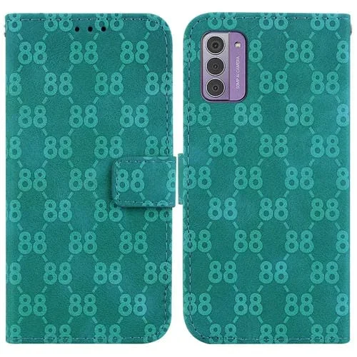 Estuche para Teléfono Nokia C22 de Cuero en Relieve con Doble Forma de 8 (Verde)