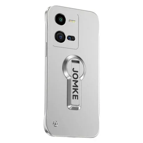 Estuche para Teléfono para PC con Soporte Giratorio de 360 Grados y Barniz para Hornear para Vivo Iqoo 10 Pro (Plateado)