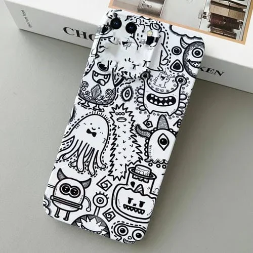 Estuche para Teléfono PC iPhone 8 Plus y 7 Plus con Orificio Preciso y Patrón Pintado (Monstruo de Botella)