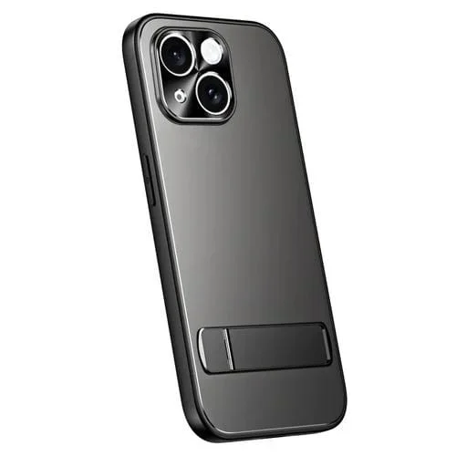 Estuche para Teléfono R-Just RJ-61 para iPhone 15 Plus TPU + PC Esmerilado con Galvanoplastia con Soporte (Gris)