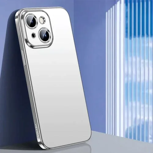 Estuche para teléfono Sulada iPhone 15 Plus TPU Esmerilado con Galvanoplastia (Plateado)