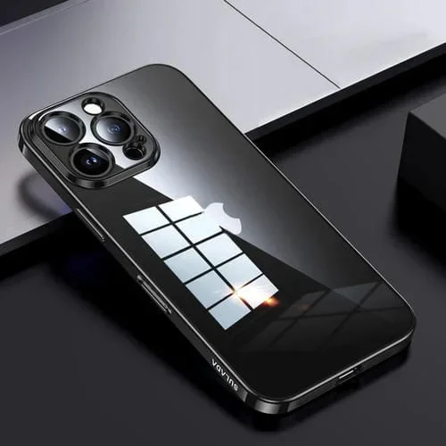 Estuche para teléfono Sulada Shine Through Series para iPhone 16 Pro con revestimiento de TPU Transparente (Negro espacial)