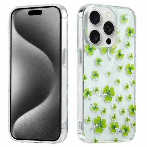 Estuche para Teléfono Symphony para iPhone 15 Pro Max Galvanizado (Trébol de Cuatro Hojas)